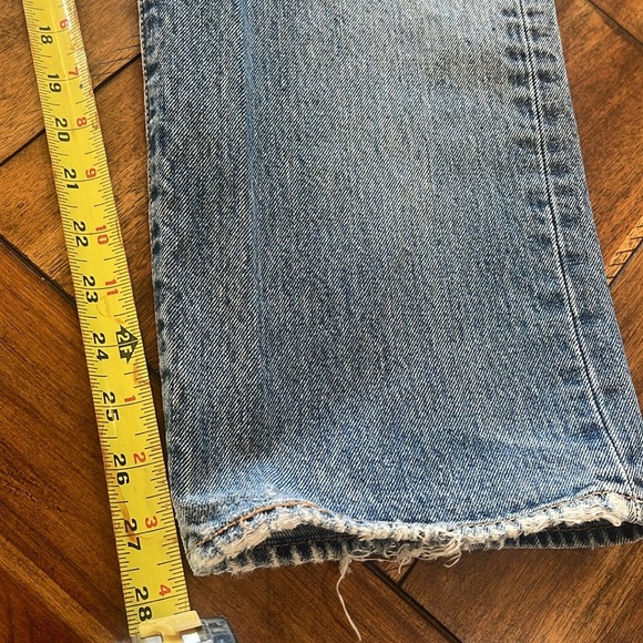501 blue denim jeans button fly distressed straight leg jeans 36 x 28 - Picture 12 of 15